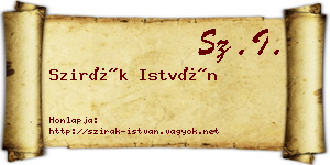 Szirák István névjegykártya